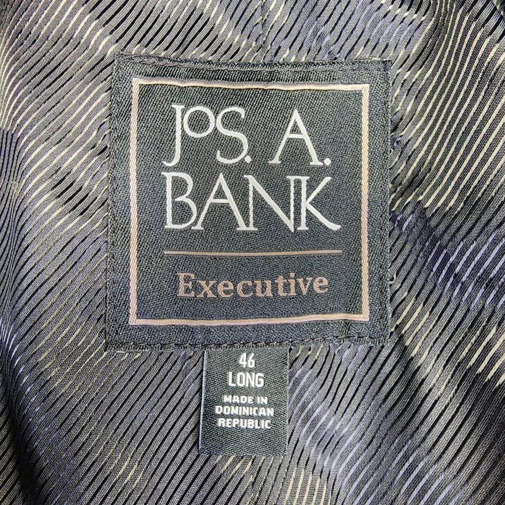 Jos A Bank Executive Men's‎ 46L LONG Black Wool Blend Tweed Overcoat Top Coat